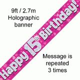 15th Birthday Pink - Banners & Bunting