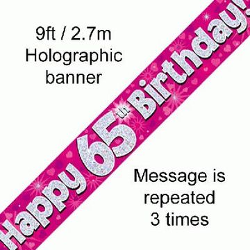 65th Birthday Pink - Banners & Bunting