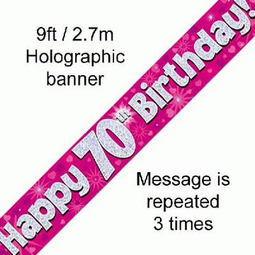 70th Birthday Pink - Banners & Bunting