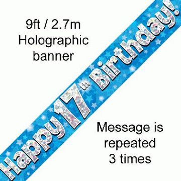 17th Birthday Blue - Banners & Bunting