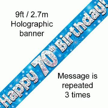 70th Birthday Blue - Banners & Bunting