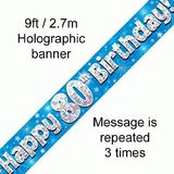 80th Birthday Blue - Banners & Bunting