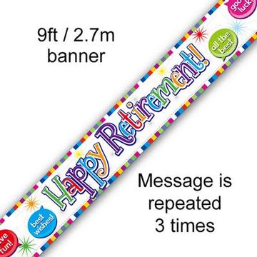 9ft Banner Happy Retirement - Banners & Bunting