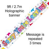 9ft Banner Sorry You're Leaving Stars Holographic - Banners & Bunting