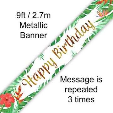 9ft Banner Tropical Birthday - Banners & Bunting