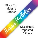 9ft Banner Rainbow Script Birthday - Banners & Bunting