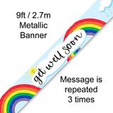 9ft Banner Get Well Soon Rainbow Holographic - Banners & Bunting