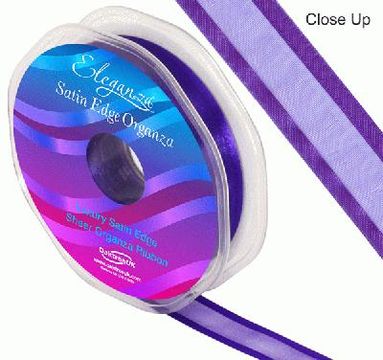 15mm Satin Edge Organza Ribbon Purple - Ribbons