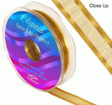 15mm Satin Edge Organza Ribbon Gold - Ribbons