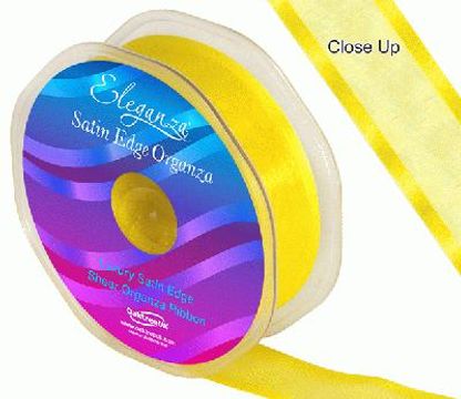 25mm Satin Edge Organza Ribbon Yellow - Ribbons