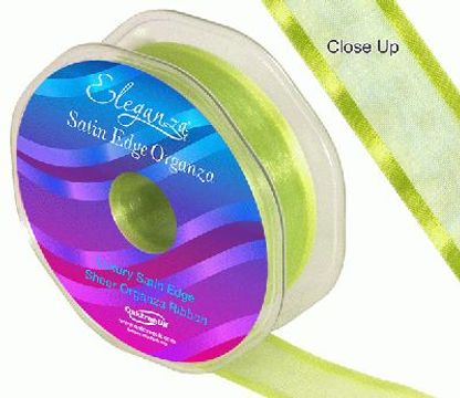 25mm Satin Edge Organza Ribbon Apple Green - Ribbons