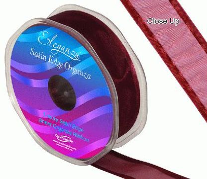 25mm Satin Edge Organza Ribbon Burgundy - Ribbons