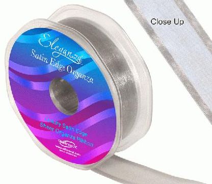 25mm Satin Edge Organza Ribbon Silver - Ribbons