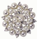 Diamant&eacute; Brooches - Pearl/Diamant&eacute; Encrusted Flower 55mm - 1pc - Accessories
