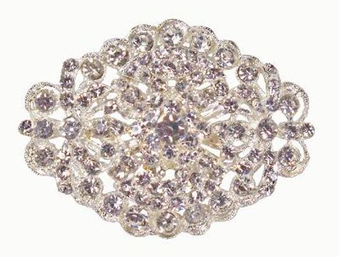 Diamant&eacute; Brooches - Large Vintage Oval Diamant&eacute; Encrusted 45 x 63mm 1pc - Accessories