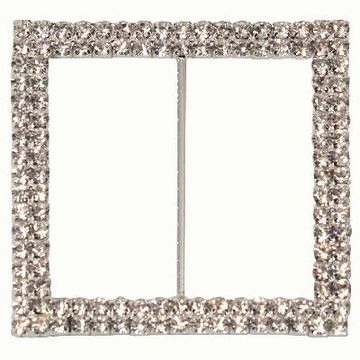 Diamanté Buckle - Double Square 65mm 1pc - Accessories