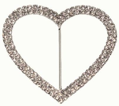 Diamanté Buckles - Double Heart 75mm 1pc - Accessories