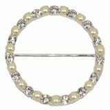 Diamanté Buckle - Pearl Round 61mm 1pc - Accessories