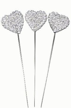 Eleganza Domed Diamante Heart Wire Pick 20mm x 8inch 3pcs - Accessories