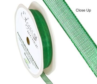 Woven Edge Ribbon 6mm x 20m Green No.50 - Ribbons