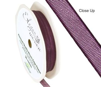 Woven Edge Ribbon 6mm x 20m Aubergine No.32 - Ribbons