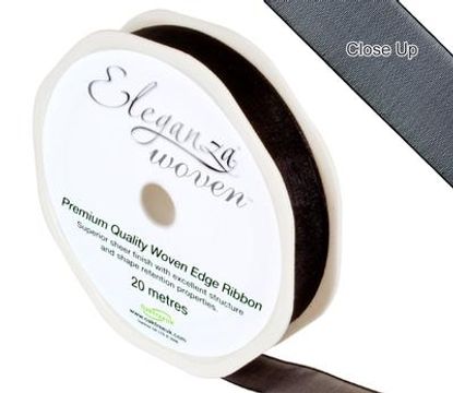 Woven Edge Ribbon 15mm x 20m Black No.20 - Ribbons