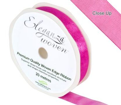 Woven Edge Ribbon 15mm x 20m Fuchsia No.28 - Ribbons