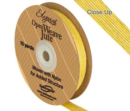 Eleganza Open Weave Jute 10mm x 9.1m (10yds) Yellow No.11 - Ribbons