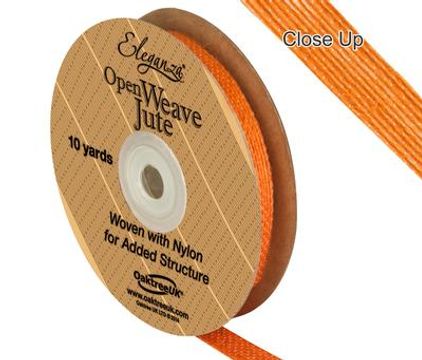 Eleganza Open Weave Jute 10mm x 9.1m (10yds) Orange No.04 - Ribbons