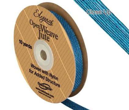 Eleganza Open Weave Jute 10mm x 9.1m (10yds) Aqua - Ribbons