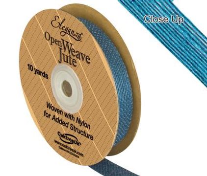 Eleganza Open Weave Jute 15mm x 9.1m (10yds) Aqua - Ribbons