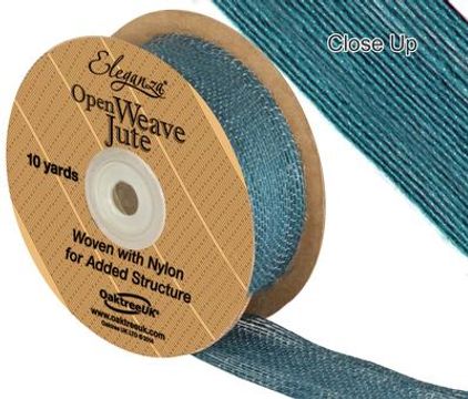 Eleganza Open Weave Jute 38mm x 9.1m (10yds) Teal No.56 - Ribbons