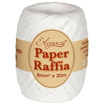 Eleganza Paper Raffia 8mm x 30m No.01 White - Ribbons