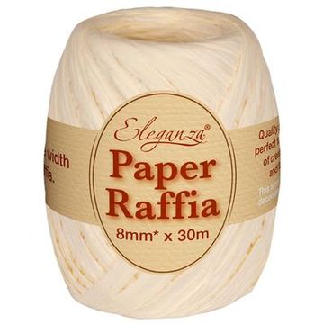 Eleganza Paper Raffia 8mm x 30m No.61 Ivory - Ribbons