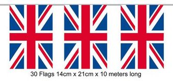 Party Bunting Rectangle Union Jack 14 x 21cm flags 10m 30 flags - Banners & Bunting