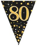 Party Bunting Sparkling Fizz 80 Black & Gold Holographic 11 flags 3.9m - Banners & Bunting