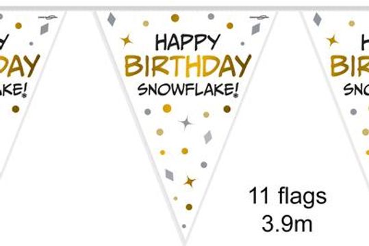 Party Bunting Happy Birthday Snowflake 11 flags 3.9m - Banners & Bunting