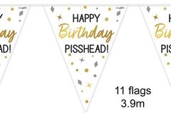 Party Bunting Happy Birthday Pisshead 11 flags 3.9m - Banners & Bunting