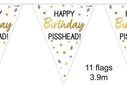 Party Bunting Happy Birthday Pisshead 11 flags 3.9m - Banners & Bunting