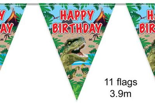 Party Bunting Jurassic Dinosaur Happy Birthday 11 flags 3.9m - Banners & Bunting