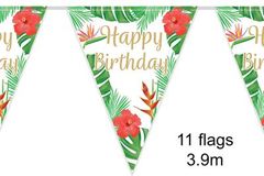 Party Bunting Tropical Birthday 11 flags 3.9m - Banners & Bunting