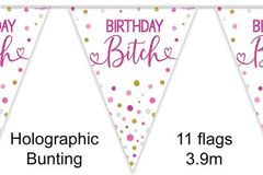 Party Bunting Happy Birthday Bitch 11 flags 3.9m - Banners & Bunting