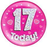 Oaktree Holographic Jumbo Badge - 17 Today Pink - Partyware