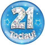 Oaktree Holographic Jumbo Badge - 21 Today Blue - Partyware