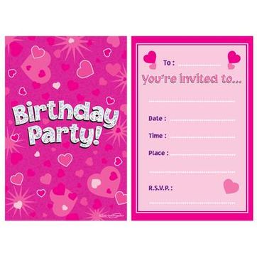  Birthday Holographic Invitations/envelopes 8pcs - Partyware