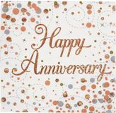 Happy Anniversary Fizz Rose Gold 33cm x 33cm 3-ply Napkins 16pcs - Partyware