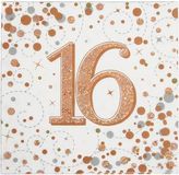 Sparkling Fizz 16th Rose Gold 33cm x 33cm 3-ply Napkins 16pcs - Partyware