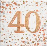 Sparkling Fizz 40th Rose Gold 33cm x 33cm 3-ply Napkins 16pcs - Partyware