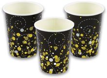 Oaktree Sparkling Fizz Black & Gold 9oz/266ml Cups 8pcs - Partyware