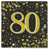 Oaktree Sparkling Fizz 80th Black & Gold 33cm x 33cm 3-ply Napkins 16pcs - Partyware